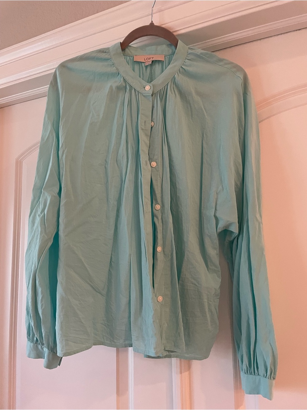LOFT Seafoam Button-Front Blouse